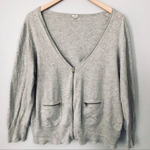 J. Crew Heather Grey Lightweight Zipper Cardigan
